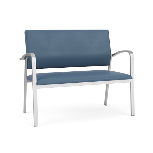 Lesro Newport 2 Seat Tandem Seating Metal Frame No Center Arms, Silver, MD Titan Upholstery NP1501 - main